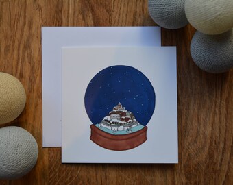 Rye snow globe Christmas card