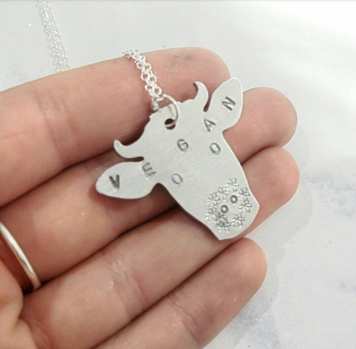 Vegan Cow Head Necklace Vegan necklace Vegan Gifts Vegan Etsy