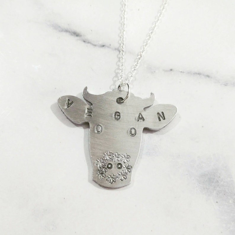 Vegan Cow Head Necklace Vegan necklace Vegan Gifts Vegan Etsy