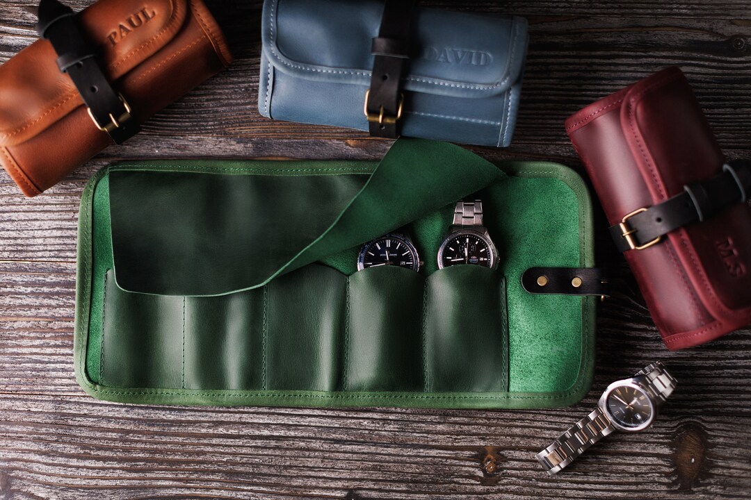 Leather Watch Organizer Personalized Watch Roll for Man Etsy