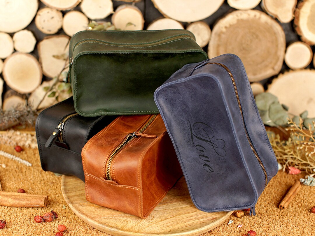 Leather Toiletry Travel Bag Toiletry Bag Men Personalized Etsy