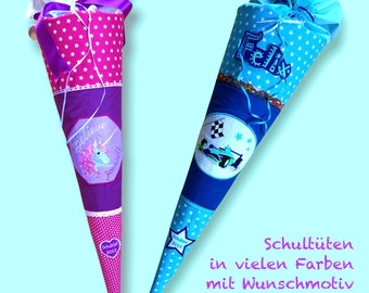 Schultüte nach Wunsch mit Name und Applikation