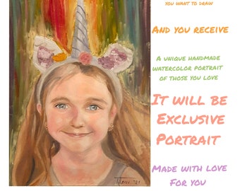 Custom Watercolor Portrait, Painting From Photo, Personalized Art
