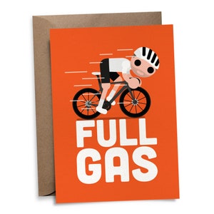 Cartão de felicitações de ciclismo a gás total
