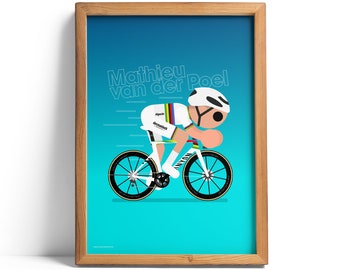 Mathieu van der Poel World Road Champion 2023 Giclée print