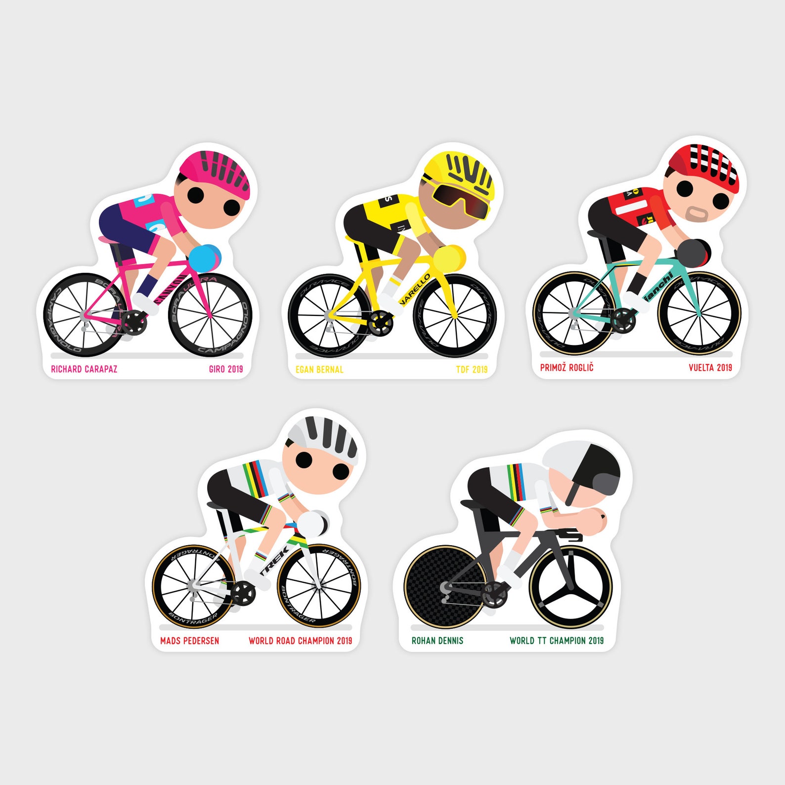 pro cycling name stickers