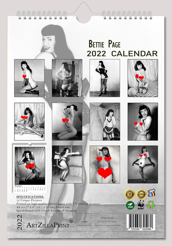 Bettie Page Wall Calendar 2022 Edit 2 Pin Up Glam Girl Retro | Etsy