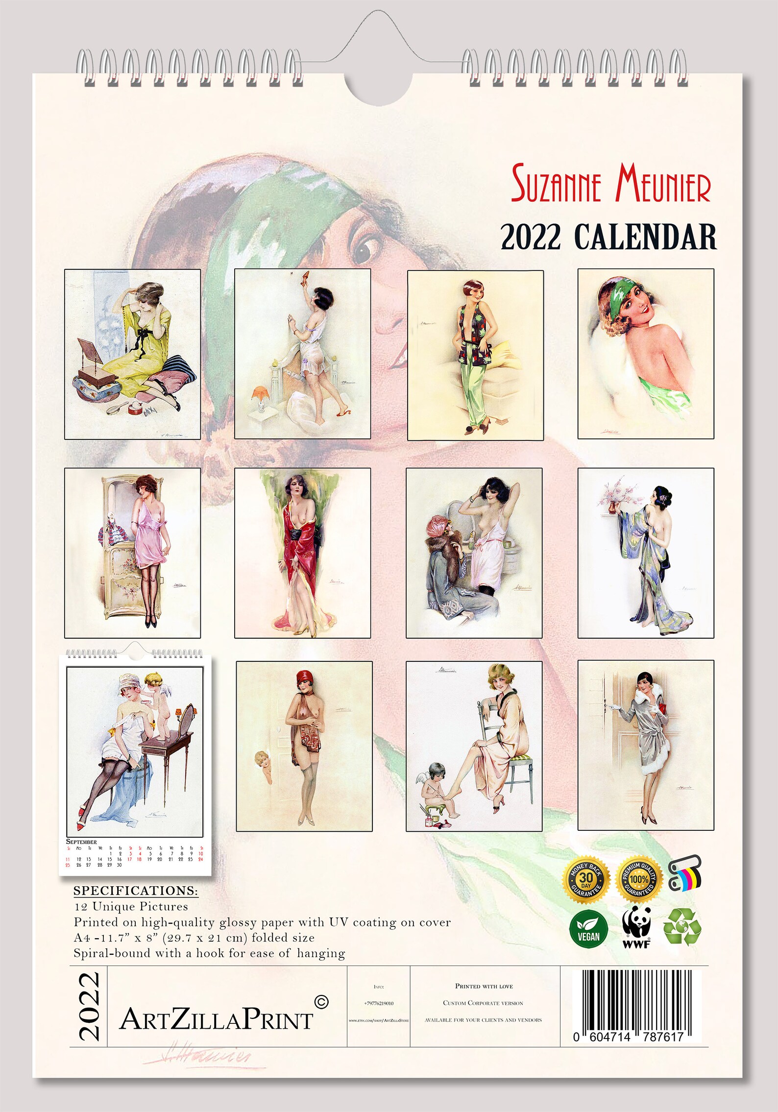 Suzanne Meunier Wall Calendar 2022 Pin Up Girl Retro Vintage | Etsy