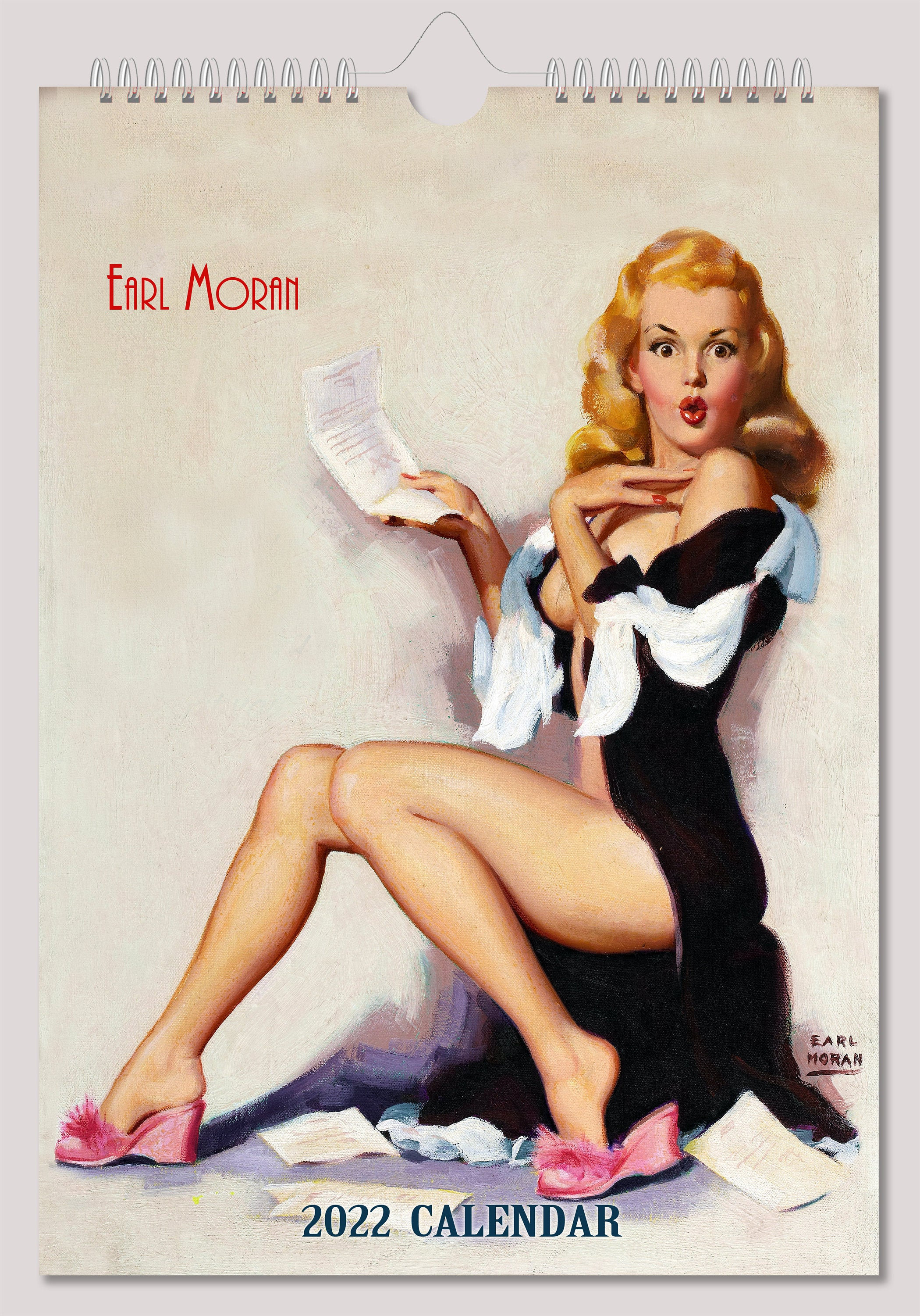earl-morane-wall-calendar-2022-pin-up-girl-retro-vintage-a4-etsy-uk