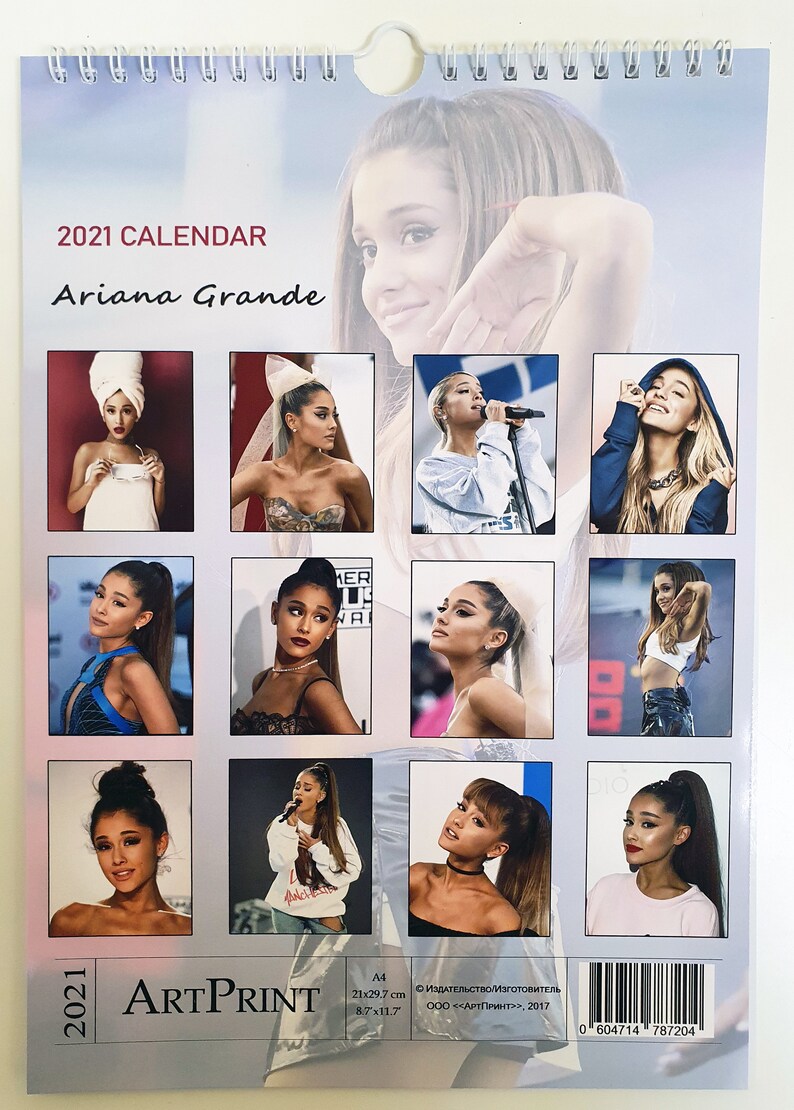 Ariana Grande Wall Calendar 2021 A4 8x11 Etsy