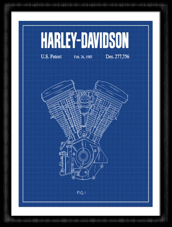 Harley Gifts Motorcycle Evolution Engine Patent Art Drawings Hd Evo