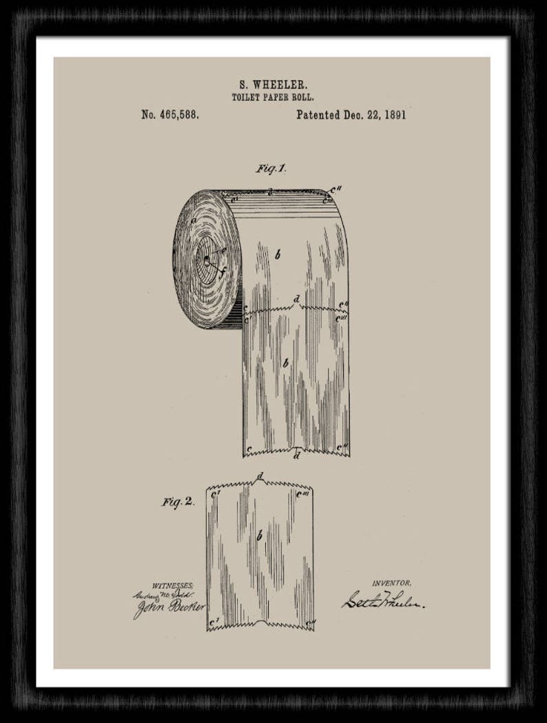 Antique 1800 S Toilet Paper Roll Patent Art Print Toilet Etsy