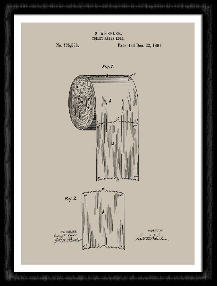 Antique 1800's Toilet Paper Roll Patent Art Print Toilet Etsy