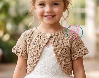 Flower Girl Crochet Shrug Pattern, Wedding Bolero for Baby & Toddler, PDF