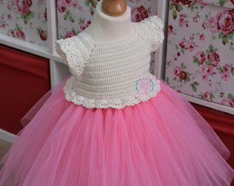 baby crochet tutu dress pattern, tutu dress pattern, crochet yoke dress pattern (sizes newborn to 3 years old)