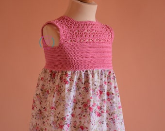 crochet fabric dress pattern, sizes 1 to 7 years old, crochet pattern, baby crochet pattern, toddler crochet dress pattern