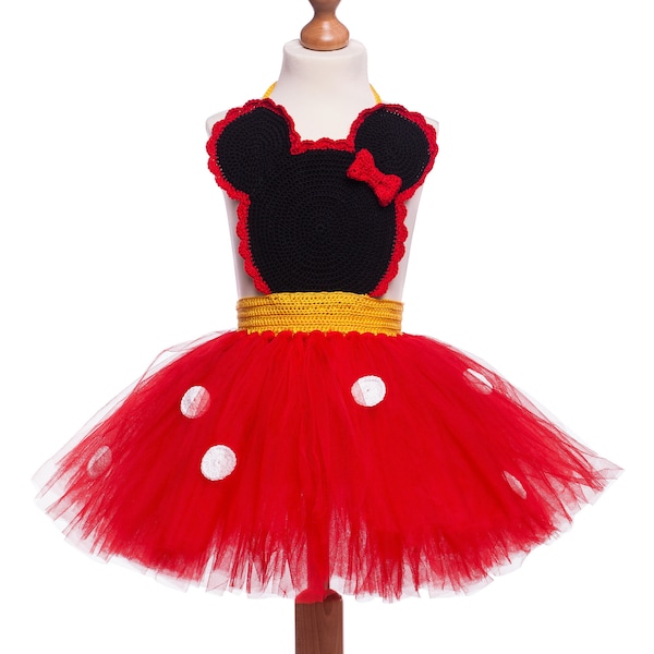 minnie mouse crochet apron tutu dress pattern sizes 6 months to 5 years, tutu dress pattern, crochet apron dress