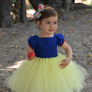 snow white crochet tutu dress pattern size 1 year and 2 years old, baby dress pattern