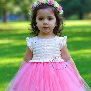 Flower Girl Dress Pattern, Baby Girl Crochet Tutu Dress Pattern - NO SEW - Newborn to 3 Years (English Only)