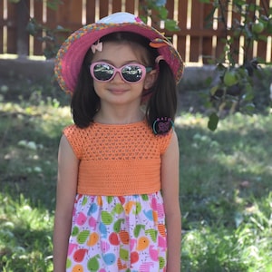 Crochet and Fabric Dress Pattern for Girls | Summer Dress Crochet Bodice with Sewing Skirt | Sizes 1-10 Years (English Only)