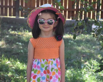 Crochet and Fabric Dress Pattern for Girls | Summer Dress Crochet Bodice with Sewing Skirt | Sizes 1-10 Years (English Only)