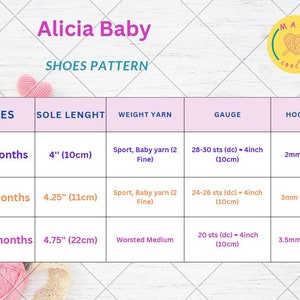 Crochet Baby Shoes Pattern, sizes newborn to 18months image 2