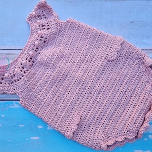 Crochet Pattern – Baby Girl Romper with Beaded Neckline – Size 0–3 Months – PDF Instant Download (English Only)
