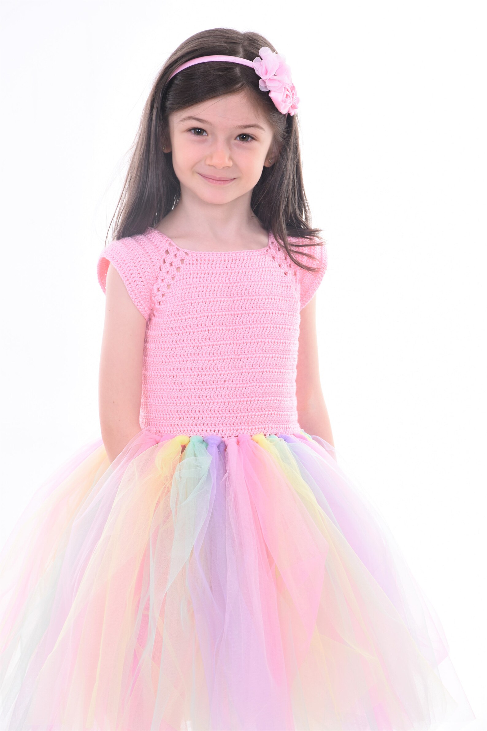 Rainbow crochet tutu dress pattern sizes 4 to 8 years old Etsy