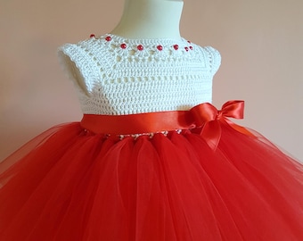 Christmas Crochet Tutu Dress Pattern for Ages 9–12 Months to 4 Years (English Only)
