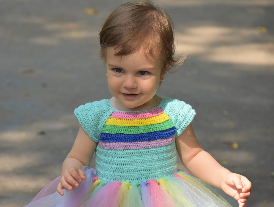 Rainbow Baby Crochet Tutu Dress Pattern Size 1 Year and 2 Etsy