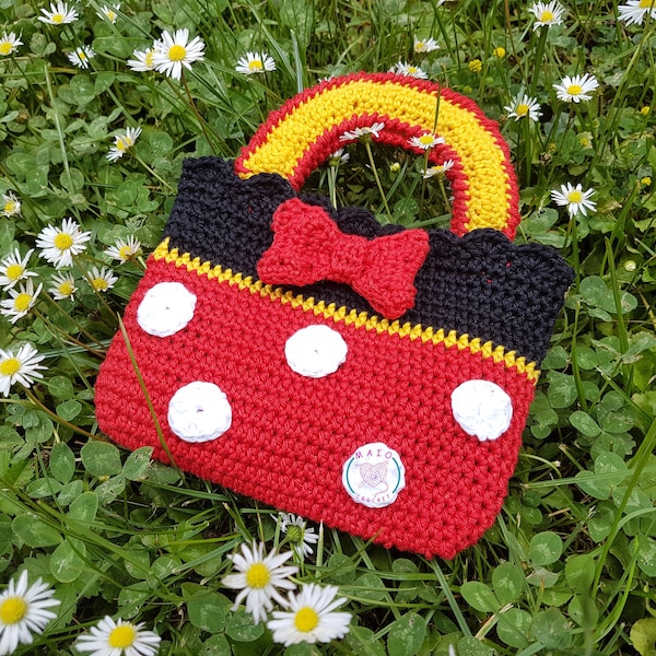 minnie mouse crochet purse, crochet bag pattern, crochet purse pattern, crochet purse pattern, girl purse pattern, toddler purse pattern