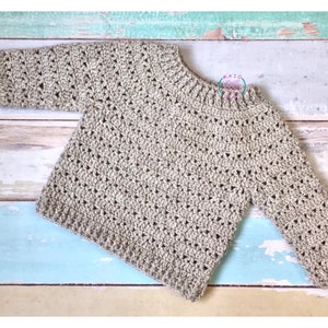 Crochet Baby Sweater Pattern PDF – Toddler Pullover, Sizes 6months to 6 years old – Easy Crochet Pattern Download (English Only)