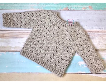 Crochet Sweater Pattern, sizes 6 months to 6 years old