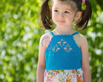 crochet fabric dress pattern, sizes 1 to 3 years old, halter dress pattern, crochet pattern, baby toddller crochet pattern