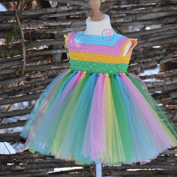 Crochet Tutu Dress Pattern, Toddler Tutu Dress Pattern, Crochet Yoke Dress Pattern (sizes 1 year to 5 years old), Baby Crochet Dress Pattern