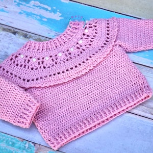 Crochet Baby Toddler Sweater Pattern, sizes newborn to 4 years old