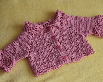 patrón de cardigan de crochet para recién nacido