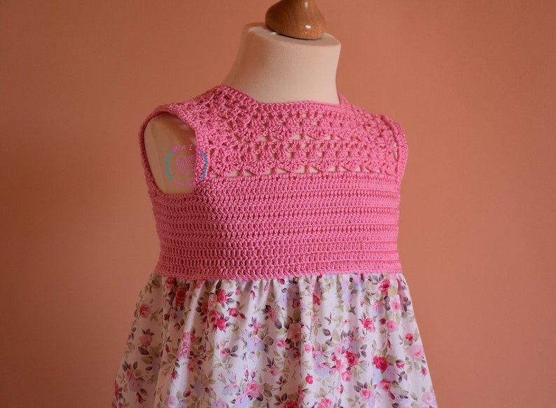 crochet fabric dress pattern, sizes 1 to 7 years old, crochet pattern, baby crochet pattern, toddler crochet dress pattern zdjęcie 3