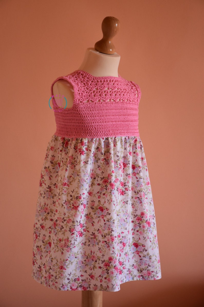 crochet fabric dress pattern, sizes 1 to 7 years old, crochet pattern, baby crochet pattern, toddler crochet dress pattern image 1