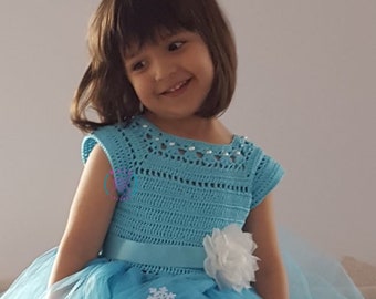 crochet dress pattern, tutu dress pattern, crochet yoke dress pattern (sizes 9-12 months to 4 years old), baby crochet dress pattern