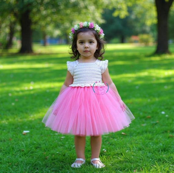 Flower Girl Dress Pattern, Baby Girl Crochet Tutu Dress Pattern - No Sew - Newborn to 3 Years (English Only)