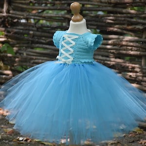 crochet tutu dress pattern, elsa tutu dress pattern, crochet yoke dress pattern, sizes 6 months to 4 years old, baby crochet dress pattern