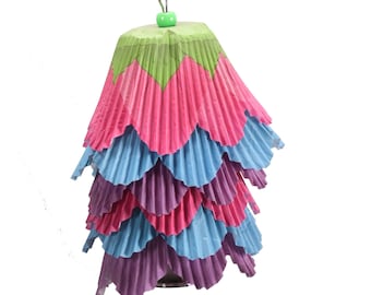 Flower Shredder Bird Toy: Paper, Wood & Beads