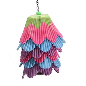 Flower Shredder Bird Toy: Paper, Wood & Beads