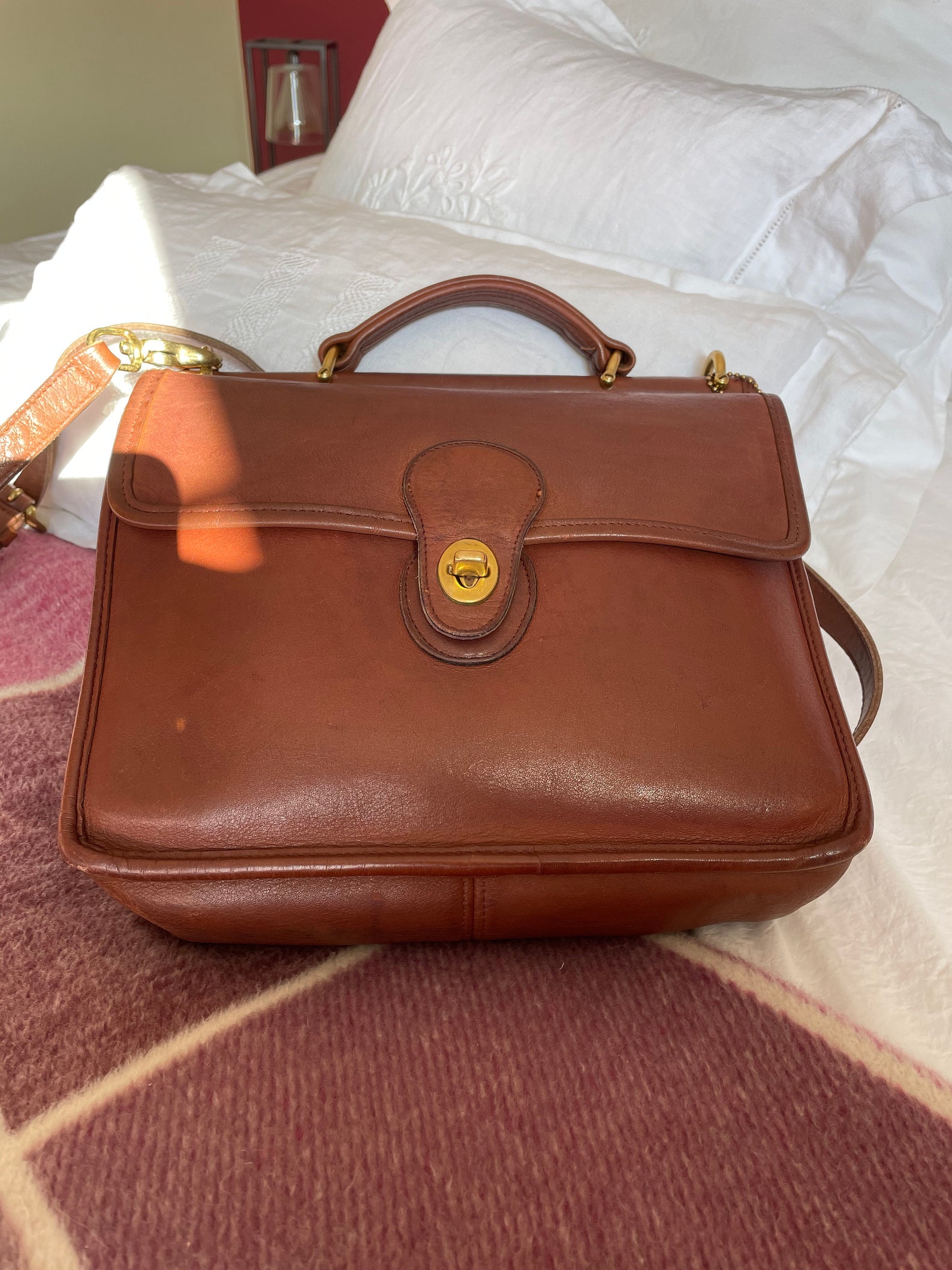 Vintage Coach Willis 9925 Mahogany Top Handle Crossbody Bag Etsy