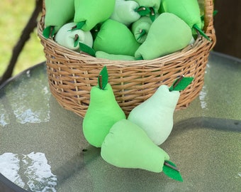 Fabric pears set of 3 Fabric pears Pears tier tray Pear bowl filler Plush pear Primitive summer/fall decor Autumn deсor Shelf decor
