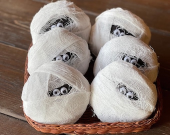 Fabric mummy heads Set of2 mummies Halloween fireplace decor Mummy head bowl filler Mummy farmhouse decor Fall tiered tray Decor coffee shop