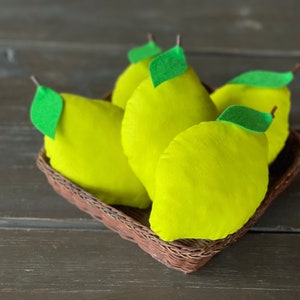 Lemon bowl fillers Fabric lemons Lemon kitchen decor Summer decor Farmhouse tiered tray decor Lemons decor Plush lemon Rustic summer decor