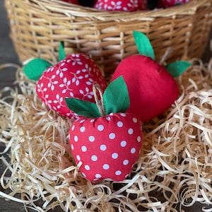 Red apples Set 3 apples Apple decor Fabric apple tree filler Primitive tiered apple decor Apples for baskets Teacher gift Summer fall apples