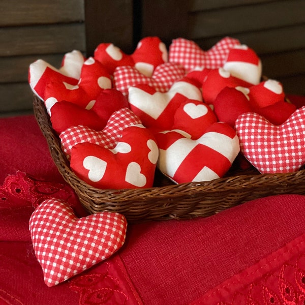 Fabric heart Valentines day gift Red heart bowl fillers Love gift Hanging heart Valentine's decor Scandinavian style decor Mother's Day gift